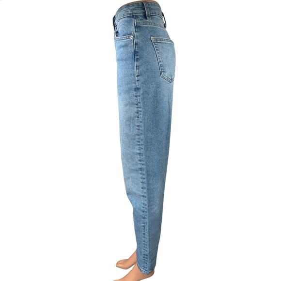H&M Divided Blue Medium Wash High Waist Straight Ankle Boyfriend Denim Jeans 2 - Picture 2 of 5